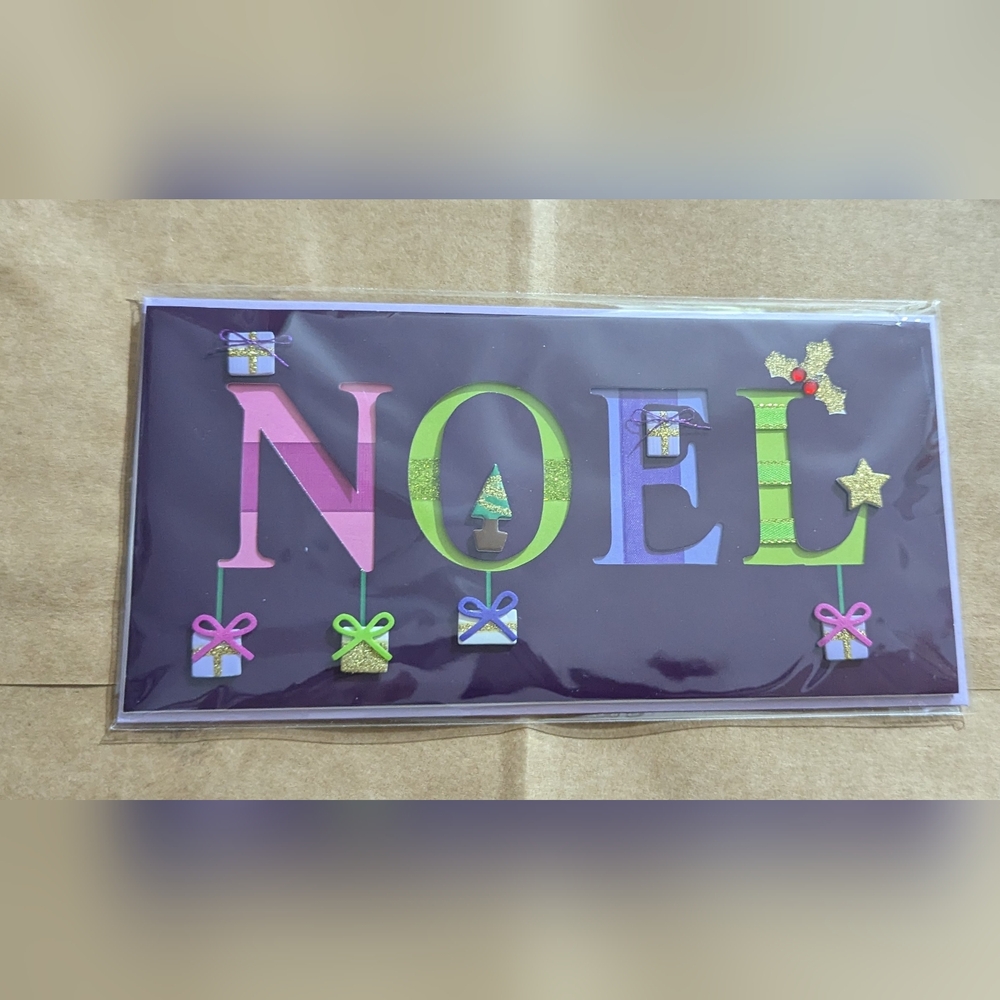 Handcrafted 3D Christmas card by Burgoyne. NOEL